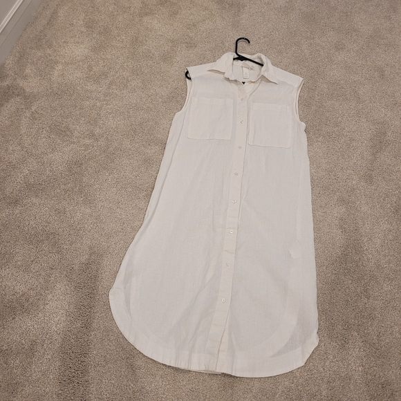 Zara Women's Linen White Button Up Dress Size X-small - Picture 3 of 8